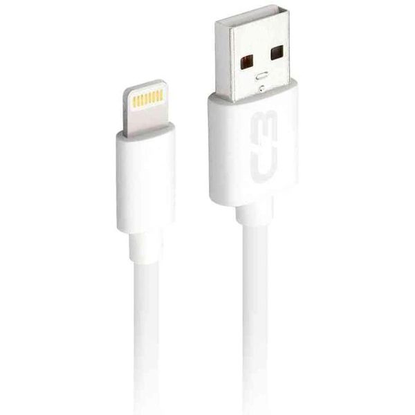 Cabo USB-Lightning C3Plus CB-L10WH 1M Branco - Compatível com IOS USB-Lightning Corrente 2A
