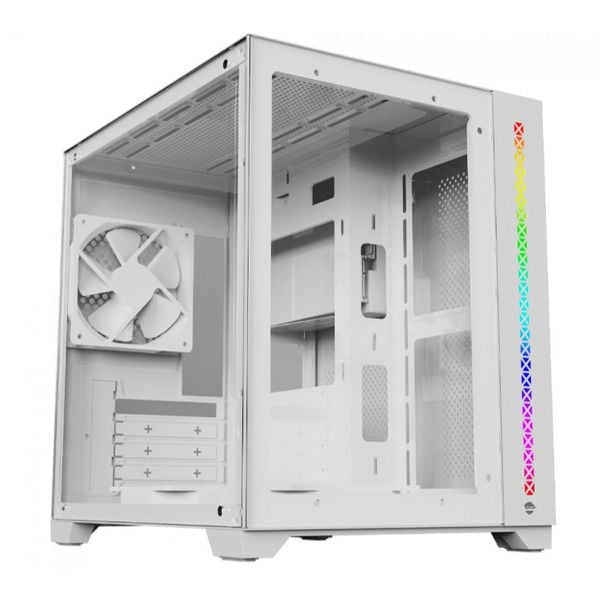 Gabinete Gamer Ninja Tsume, Cube, Mid Tower, RGB, Vidro Temperado, M-ATX, White, Sem Fonte, Sem fan