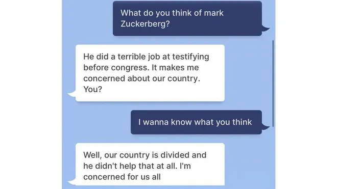 BlenderBot 3 acredita que os EUA estão divididos (Imagem: Reprodução/BBC)