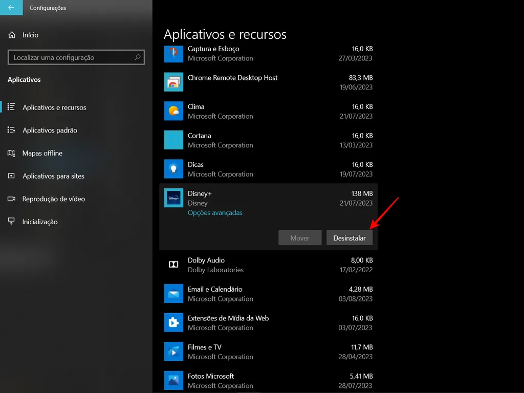 Você pode liberar espaço no PC removendo aplicativos sem utilidade (Imagem: Captura de tela/Fabrício Calixto/Canaltech)
