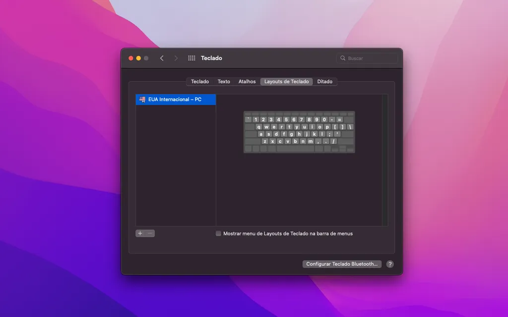 Confira o layout do teclado do Mac (Captura de tela: Thiago Furquim/Canaltech)