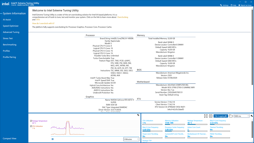 Intel XTU - especificações da CPU