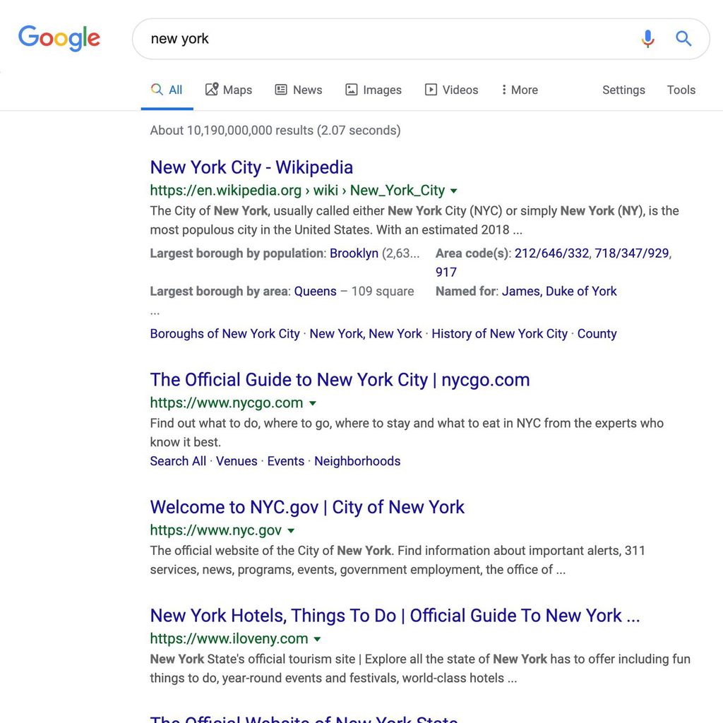 O formato atual da página de resultados de busca do Google Search...(Imagem: Reprodução/9to5Google)