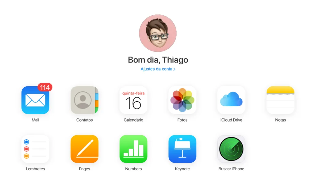 Acesse os dados do iCloud por um navegador de internet (Captura de tela: Thiago Furquim/Canaltech)