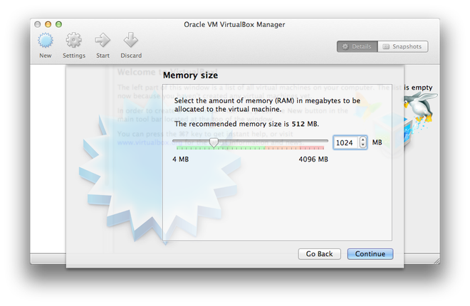 Configurar memória para Máquina Virtual