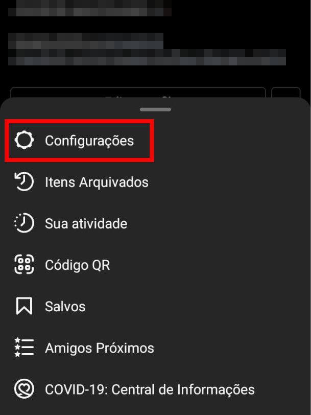 No menu aberto, clique em "Configurações" (Captura de tela: Matheus Bigogno)