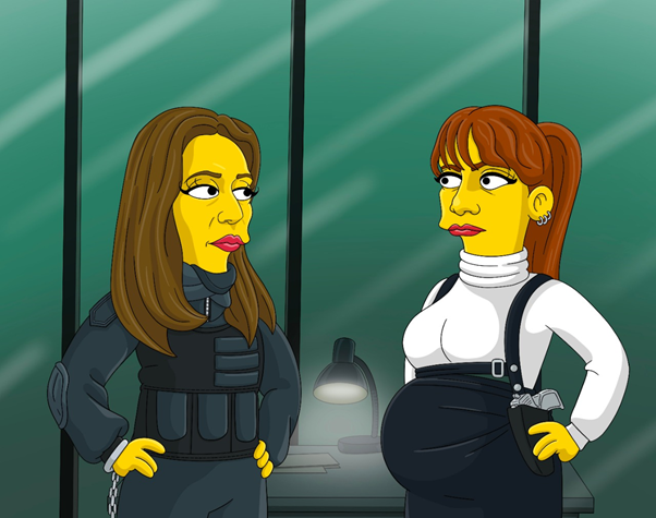 Raquel (Lisboa) e Sierra na versão de Os Simpsons (Imagem: FicoAmarelo)