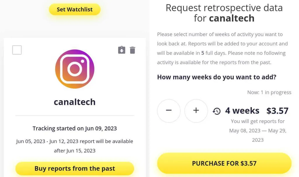 O Snoopreport permite ver os seguidores recentes de uma conta no Instagram (Imagem: Captura de tela/Fabrício Calixto/Canaltech)