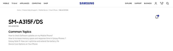 Galaxy A31 aparece no site oficial da Samsung Índia e está próximo do lançamento