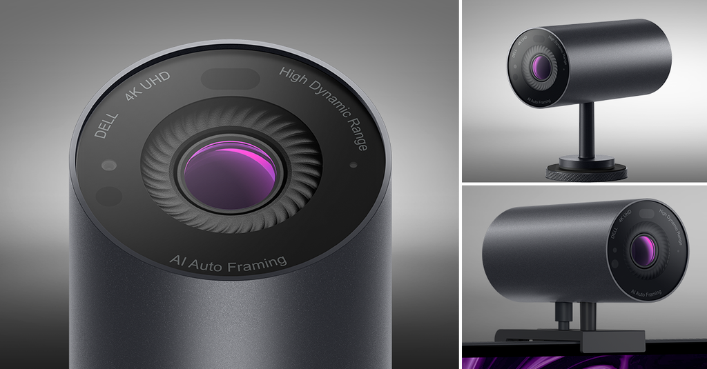 Webcam UltraSharp vai um pouco além da resolução 4K e oferece recursos para garantir boa qualidade de vídeo (Imagem: Divulgação/Dell)