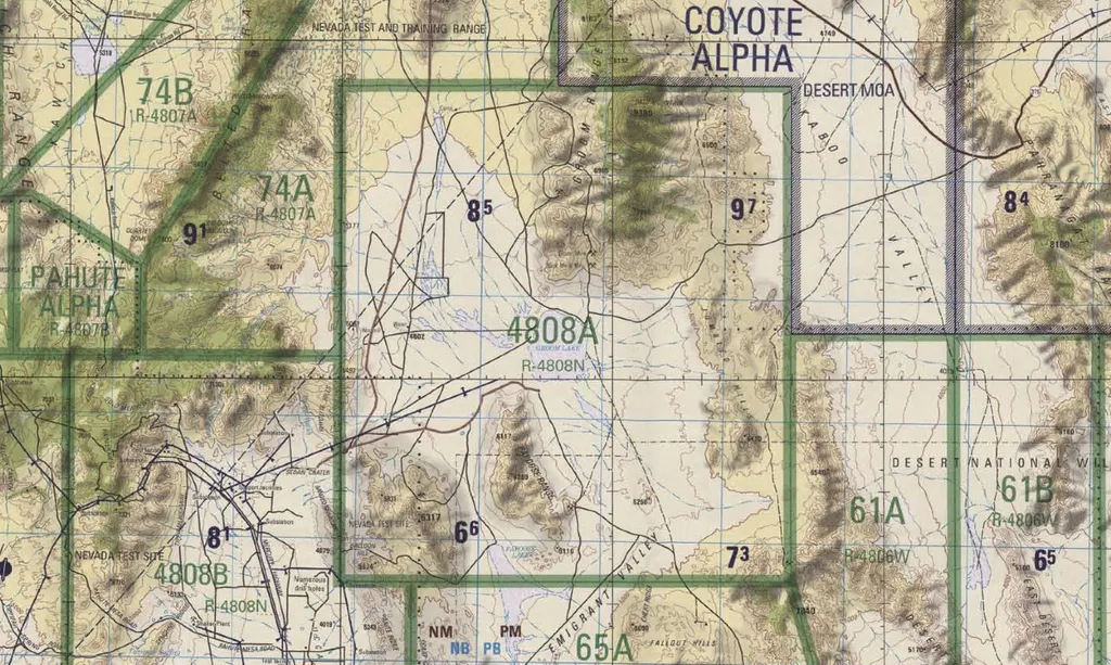 Mapa topográfico de Nevada Test Range (Imagem: Domínio público)