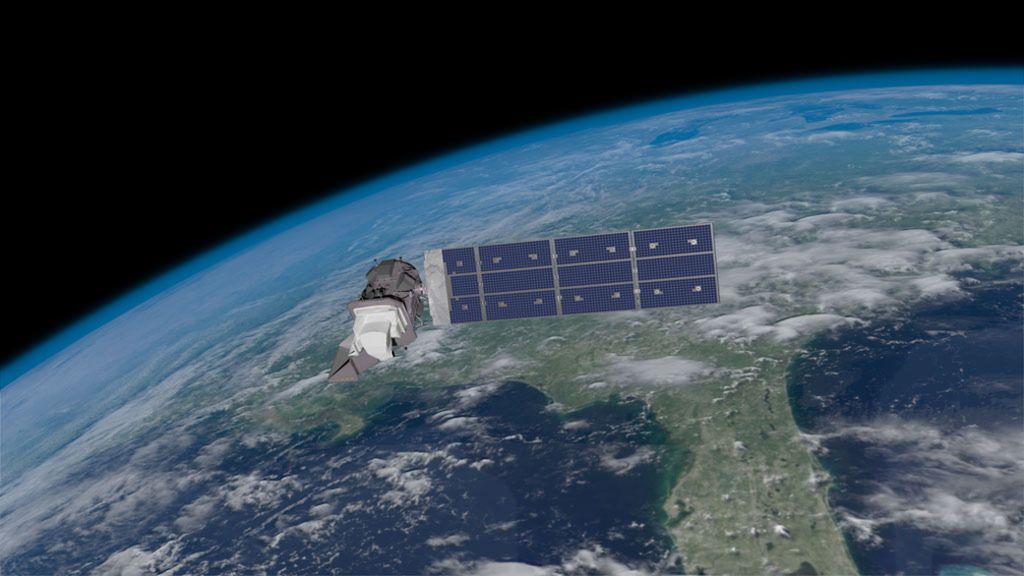 Concepção artística dos LandSat 9 (Imagem: Reprodução/NASA)