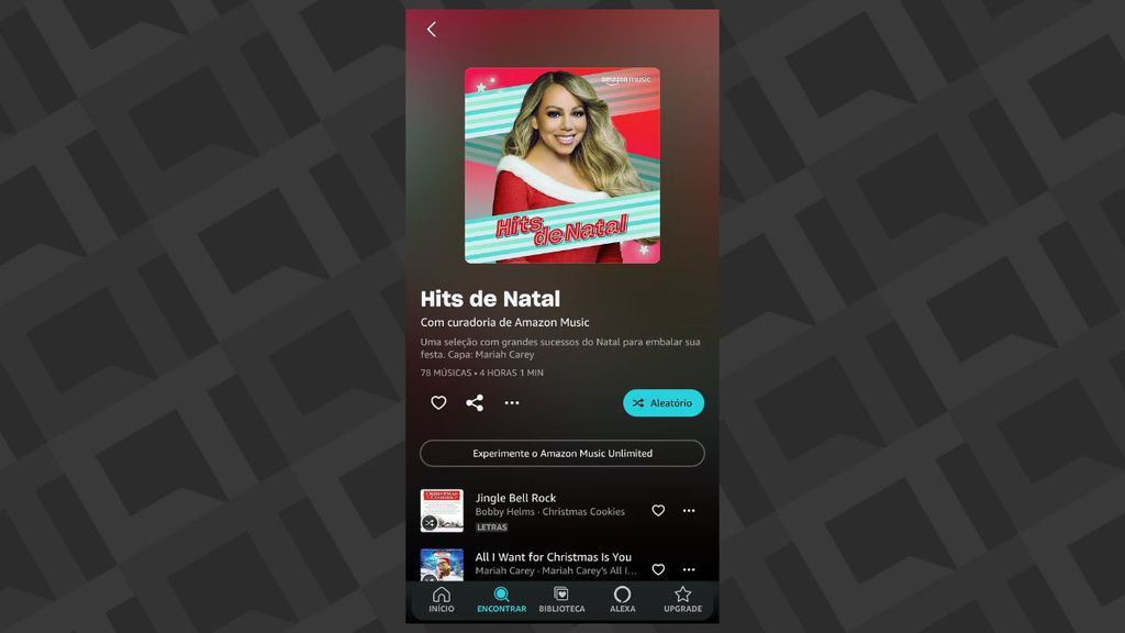 Playlist de Natal no Amazon Music