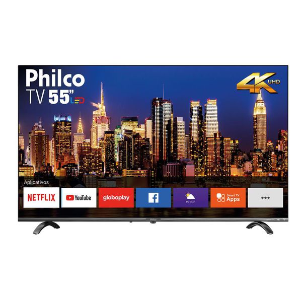 Smart TV LED 55" UHD 4K Philco PTV55Q20SNBL com Netflix, Dolby Audio, Midiacast, HDR, Processador Quad-Core, Entradas HDMI e USB [NO BOLETO]