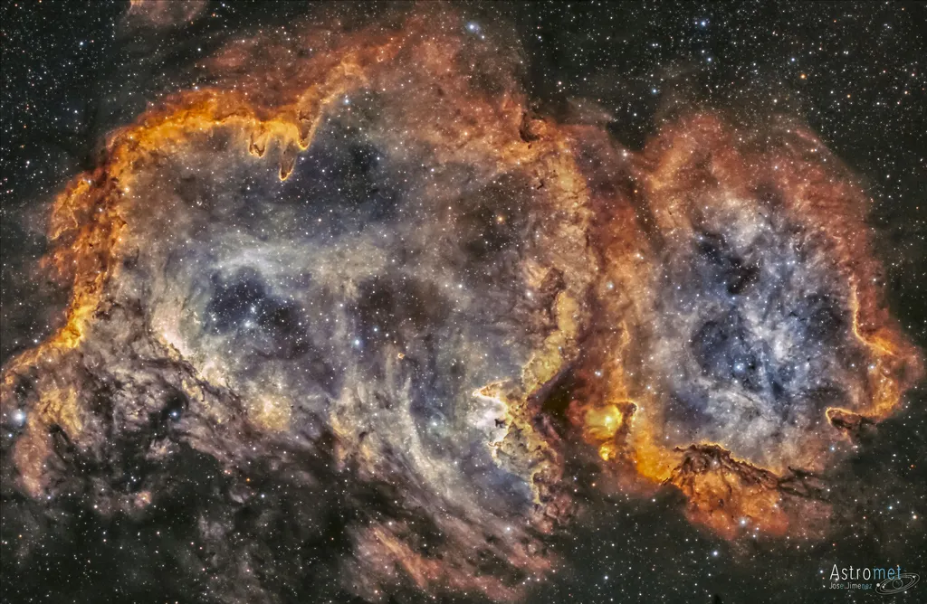 A Nebulosa da Alma é lar de aglomerados estelares e estrelas em formação (Imagem: Reprodução/José Jiménez (Astromet)