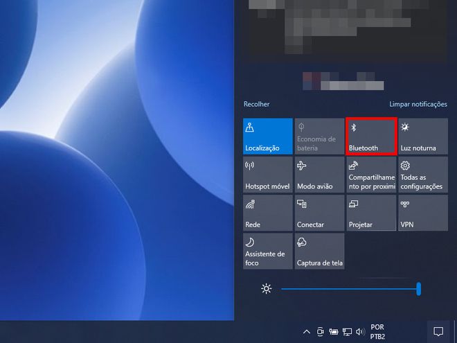 Em seguida, ative ou desative o Bluetooth do Windows 10 (Captura de tela: Matheus Bigogno)