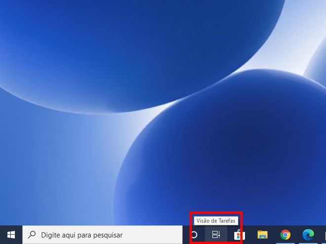 No menu inferior do Windows 10, clique em "Visão de Tarefas" (Captura de tela: Matheus Bigogno)