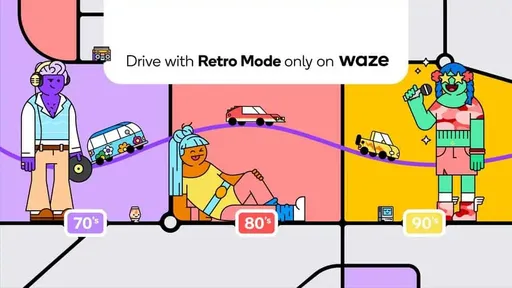 Waze ganha modo retrô que leva você para dirigir nas décadas de 70, 80 ou 90