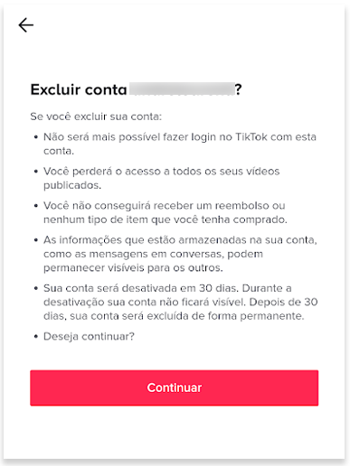 TikTok não permite reativar contas (Imagem: André Magalhães/Captura de tela)