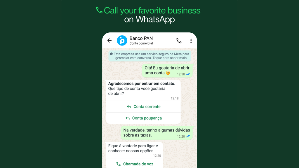 Meta prepara ligações no WhatsApp Business para grandes empresas (Imagem: Divulgação/Meta)