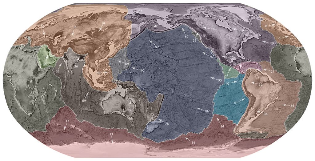 As placas tectônicas garantiram que os continentes pudessem abrigar vida em Terra, desenvolvimento essencial para atingir complexidade (Imagem: NOAA)