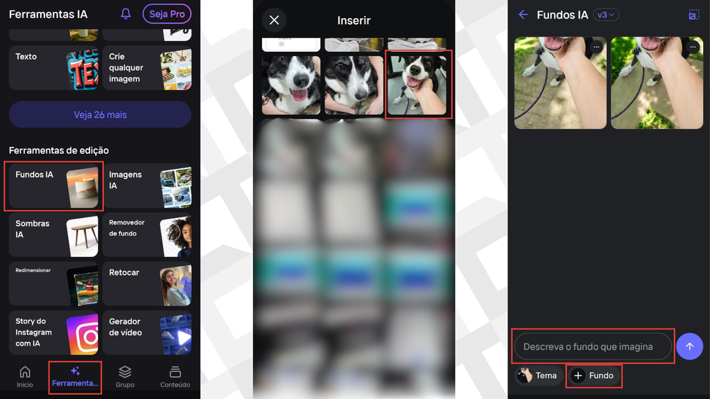 Passos para alterar o fundo com IA no Photoroom