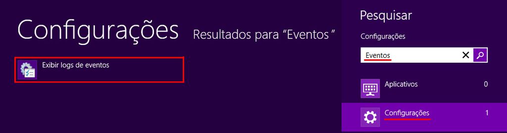 Busque pelo visualizador de eventos do Windows Busque pelo visualizador de eventos do Windows