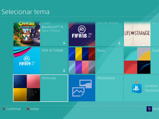Temas podem ser baixados diretamente pela PlayStation Store (Captura de tela: André Magalhães/Canaltech)