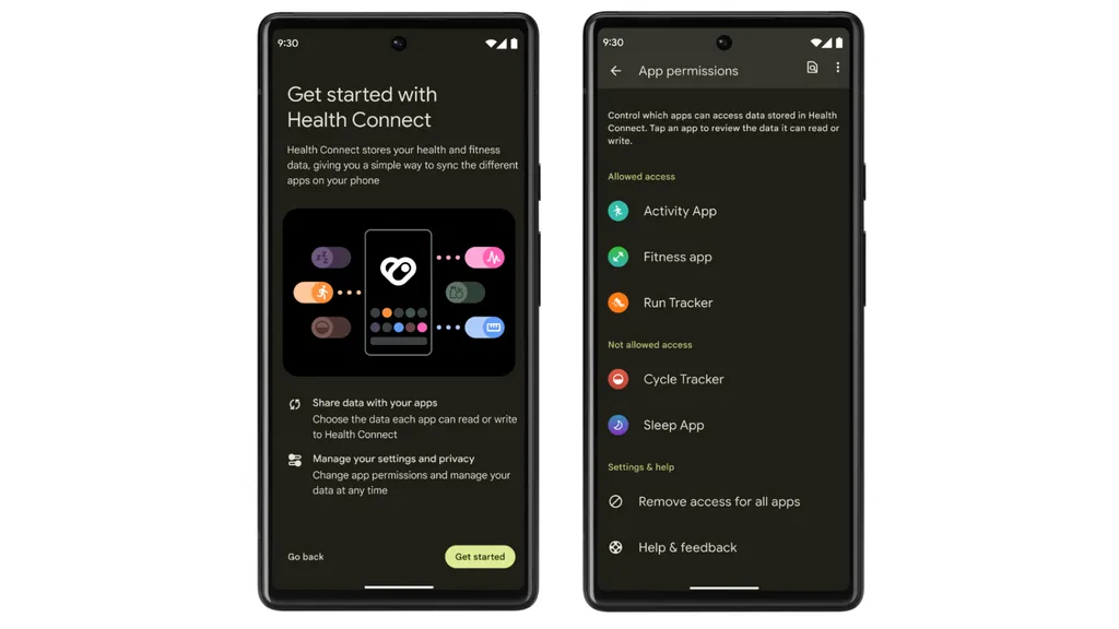 O Health Connect reúne informações de saúde e atividades físicas numa seção só no Android 14 (Imagem: Reprodução/Google)