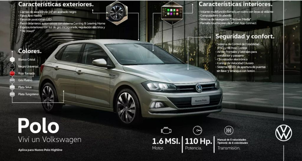 Configurações do Polo estão no site oficial da Volkswagen na Argentina (Imagem: Divulgação/Volkswagen)