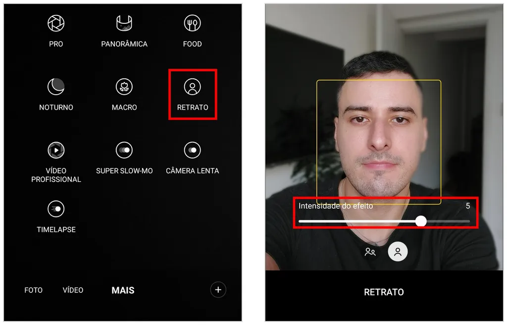 Modo Retrato permite tirar foto com fundo desfocado no celular Samsung (Captura de tela: Caio Carvalho)