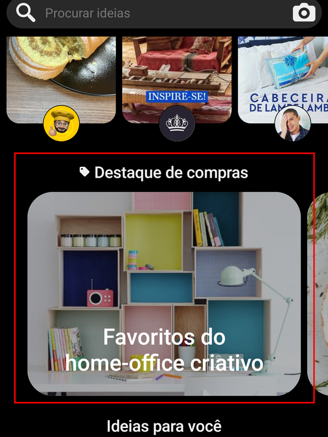 Rede social apresenta quadros com produtos à venda (Imagem: André Magalhães/Captura de tela)
