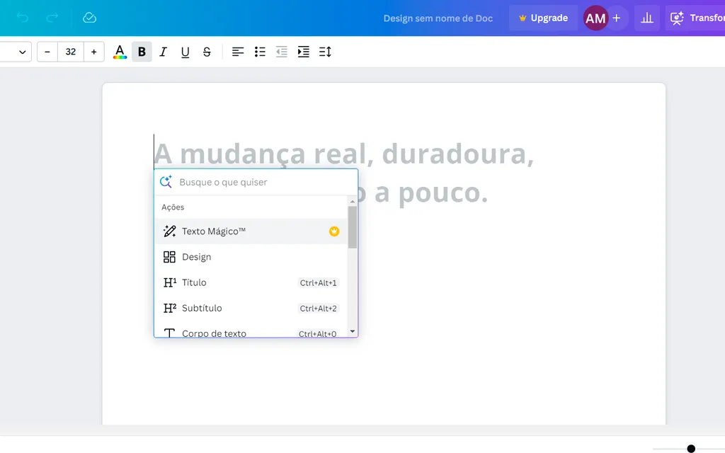 Ferramenta Texto Mágico está disponível no Canva Pro (Imagem: Captura de tela/André Magalhães/Canaltech)