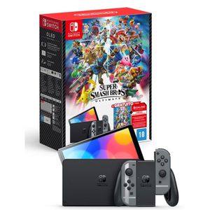 Console Nintendo Switch OLED + Jogo Super Smash Bros Ultimate - HBGSSKACLA | CUPOM