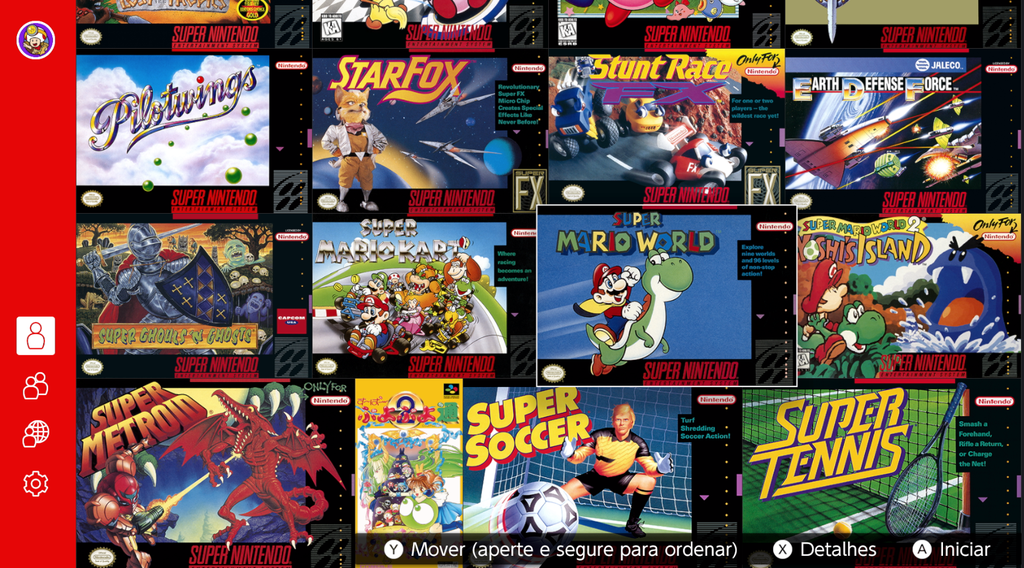 Alguns dos jogos de Super Nintendo disponíveis para jogar (Captura de tela: Felipe Goldenboy/Canaltech)