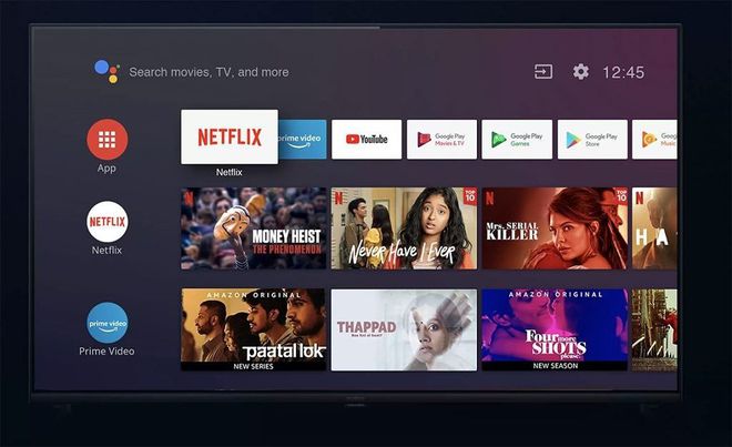 A Realme TV conta com SO Android TV e botões de início rápido ao YouTube e à Netflix (Foto: Divulgação/Realme)