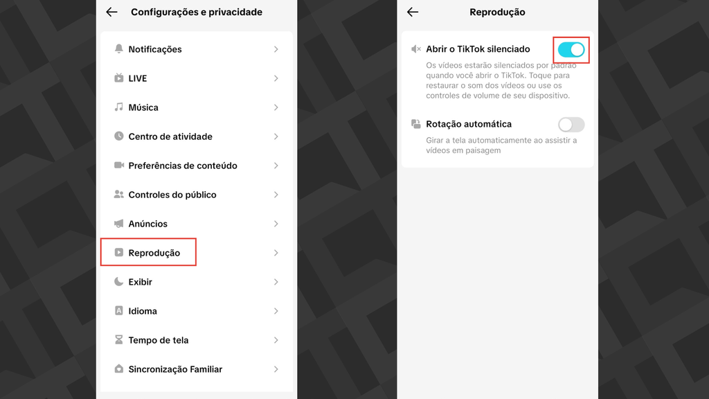 Passos para retirar som dos vídeos na reprodução do TikTok