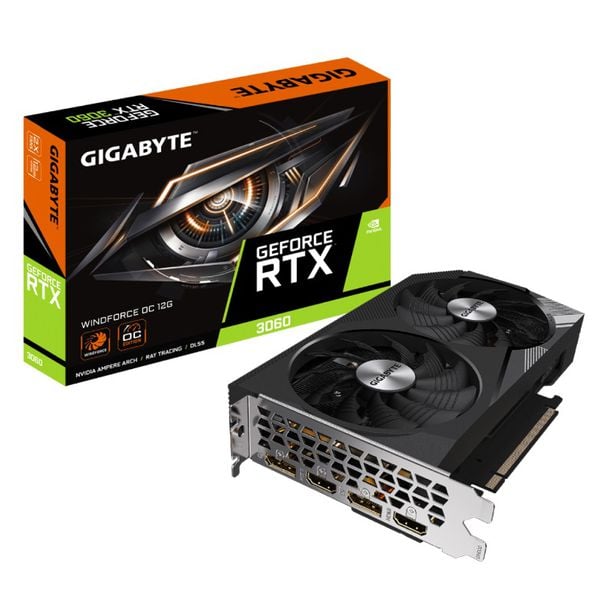 Placa de Vídeo Gigabyte NVIDIA GeForce RTX 3060 WINDFORCE OC, 12GB GDDR6, DLSS, Ray Tracing, GV-N3060WF2OC-12GD