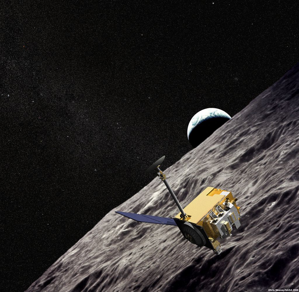 As câmeras que equipam a LRO têm resolução suficiente para identificar a cratera deixada pelo impacto (Imagem: Reprodução/NASA)