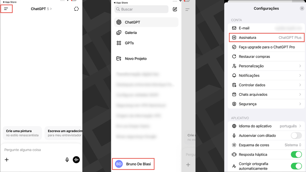 Passos para assinar ChatGPT no iOS