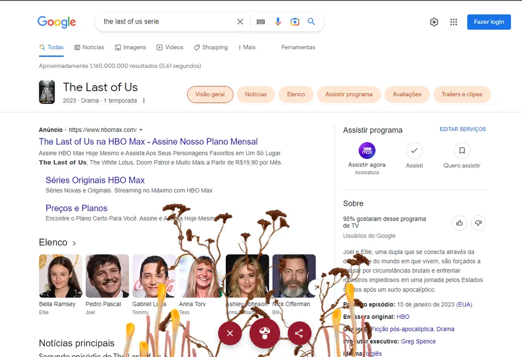 O Google escondeu uma referência bacana sobre a série The Last of Us na Pesquisa (Imagem: Captura de tela/Alveni Lisboa/Canaltech)