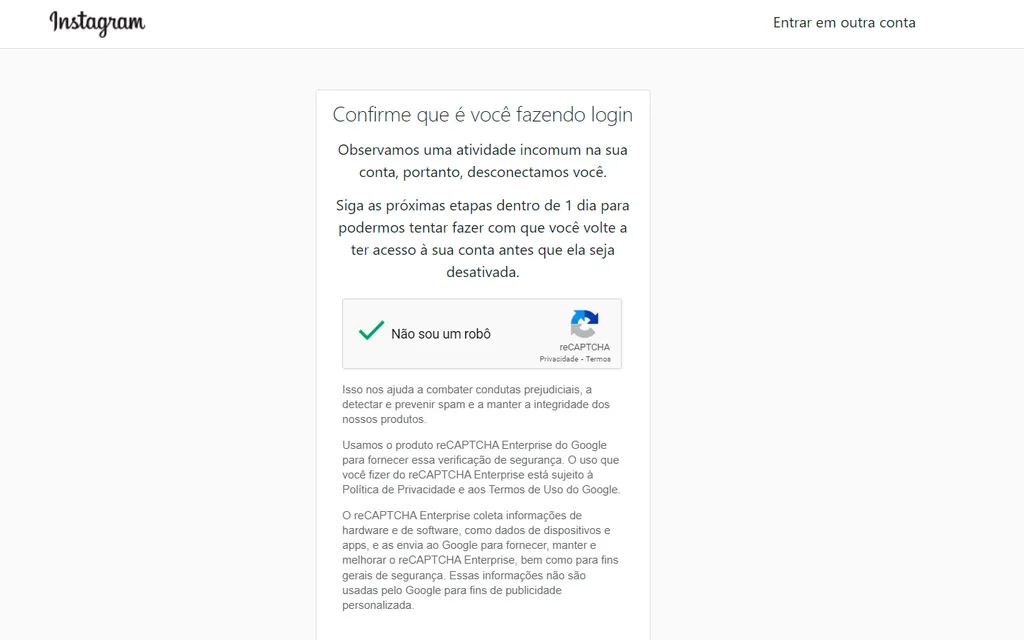 Rede social envia uma opção para recuperar a conta pelo e-mail (Imagem: Captura de tela/André Magalhães/Canaltech)