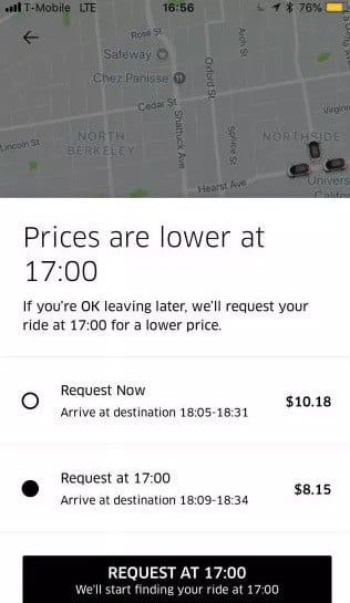 Uber está testando tarifa baixa com passageiros que não estão com pressa