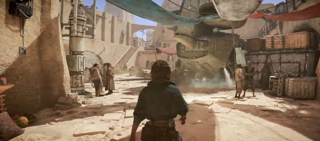 Explorando as perigosas cidades de Tatooine (Imagem: Reprodução/Ubisoft)