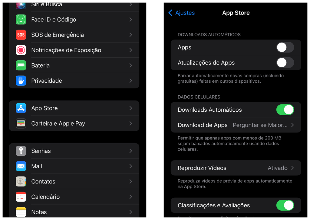 Desative as atualizações automáticas da App Store - Captura de tela: Thiago Furquim (Canatech)