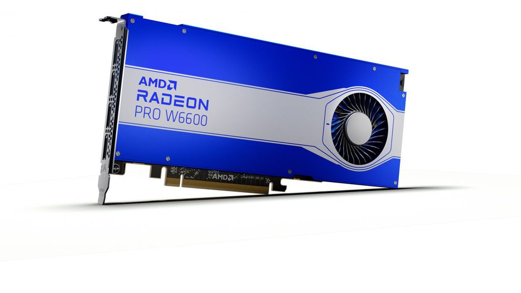 Uma Radeon PPRO W6600 foi adaptada para simular as supostas configurações da RX 6600 (Imagem: Divulgação/AMD)