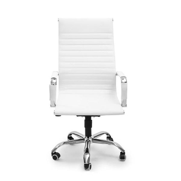 Cadeira de Escritório PCtop Elegant, 120KG, Couro, Braços Removíveis, Branco