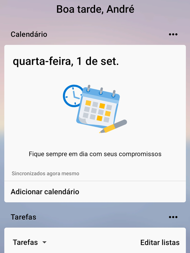Inclua tarefas, agenda e listas no seu feed (Imagem: André Magalhães/Captura de tela)