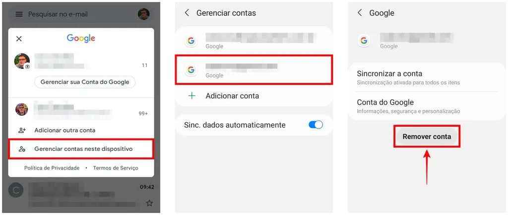 Como mudar a conta do Google no celular: é possível adicionar ou remover contas (Captura de tela: Caio Carvalho)