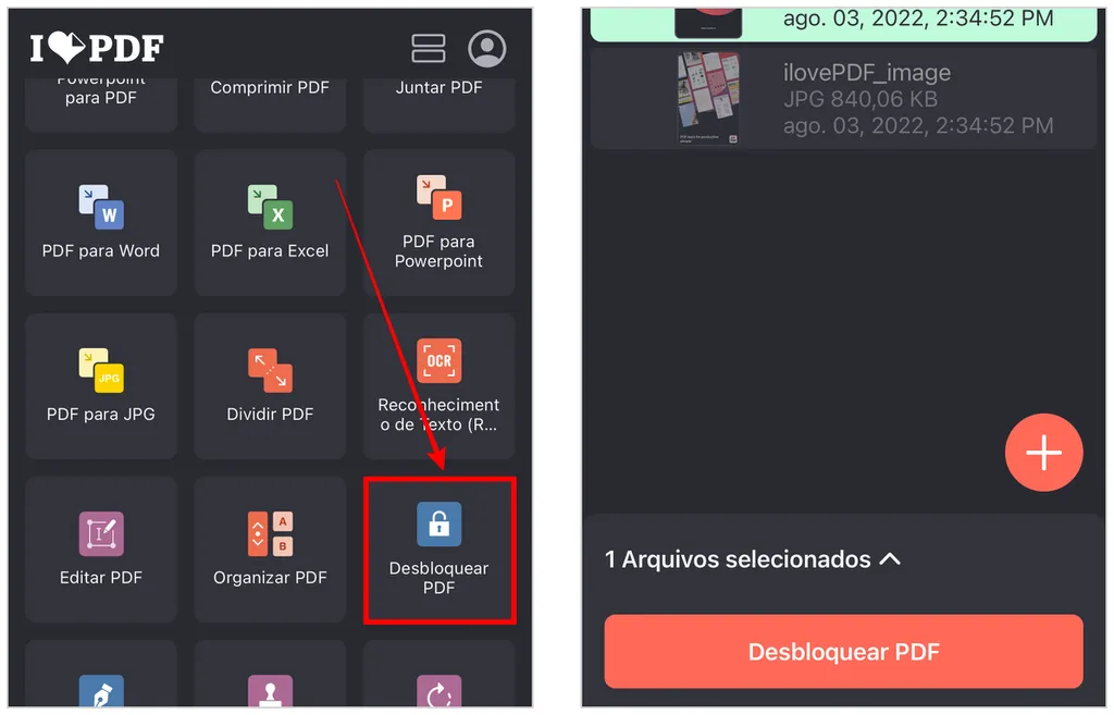 Aplicativo iLovePDF tem, entre suas ferramentas, recurso para desbloquear PDF (Captura de tela: Caio Carvalho)